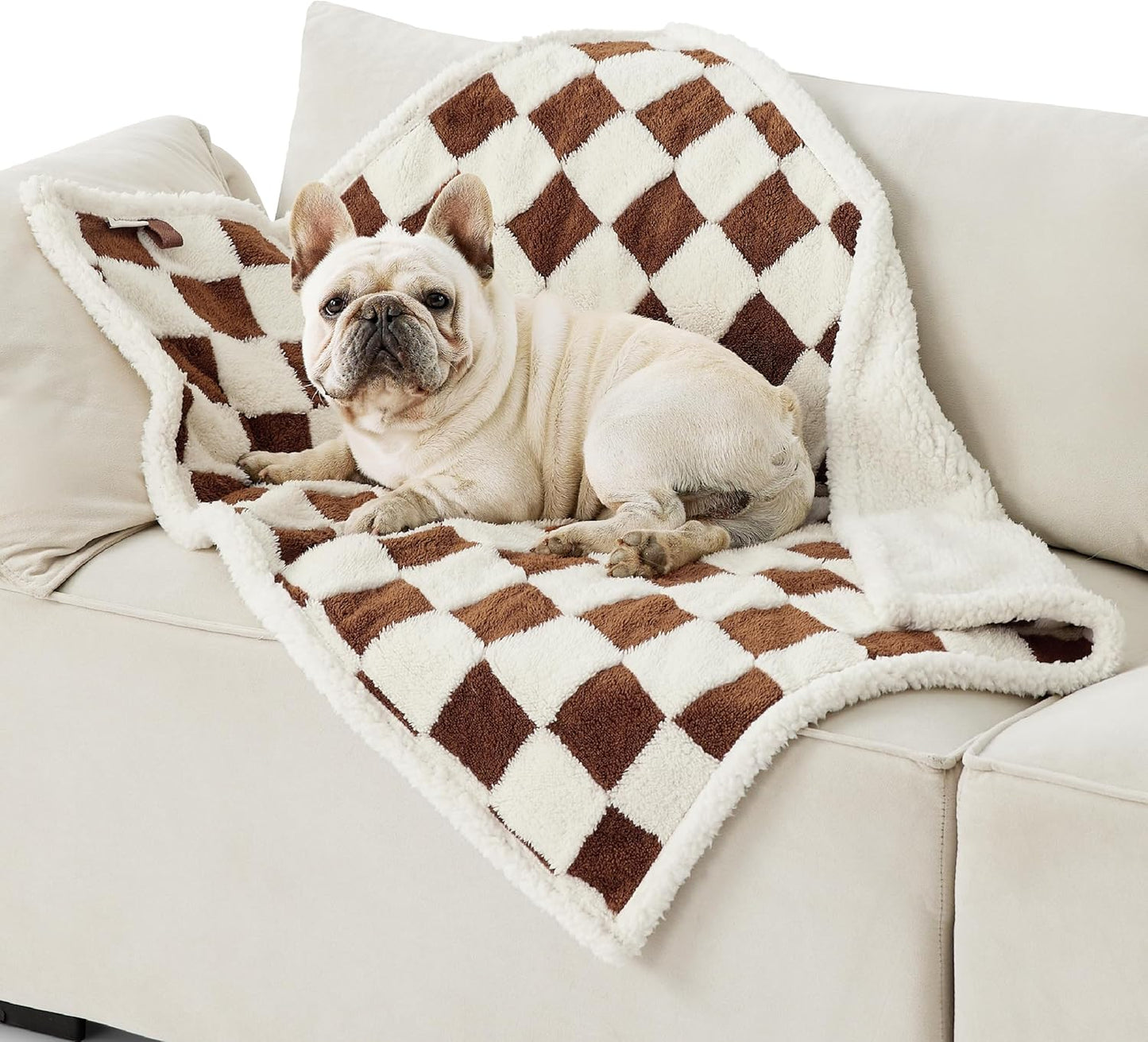 LE SURE Waterproof Dog Blanket for Large Dogs - Washable Double Sided Dog Blankets with Warm Jacquard Shag and Soft Sherpa Fleece, Pet Cat Blanket for Couch Protection, 3D Textured Cloud, Green