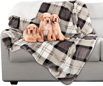 Waterproof Pet Blanket - 50x60-Inch Reversible Sherpa Fleece Throw Protects Couches, Cars, and Beds from Spills, Stains, and Fur by PETMAKER (Gray)