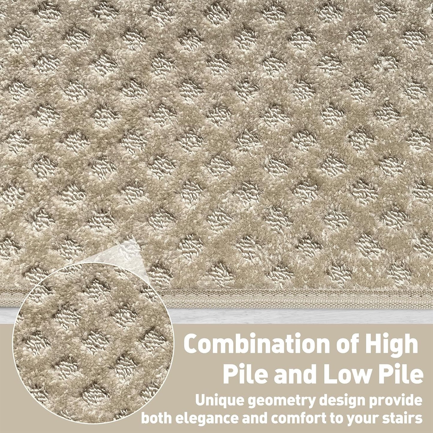PURE ERA Bullnose Carpet Stair Treads Set Tape Free Non-Slip Indoor Stair Protectors Pet Friendly Rugs Covers Soft Skid Resistant Washable Reusable 9.5" x 30"(14 Pieces,Cream Gray)