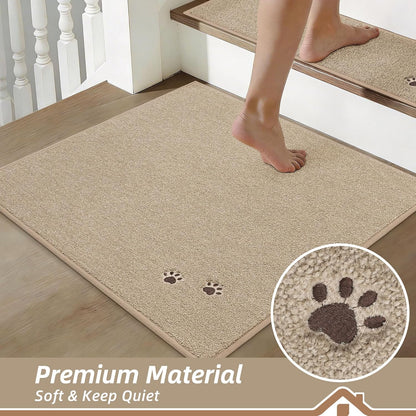 BEQHAUSE Stair Treads for Wooden Steps 28inX9in, Non Slip Carpet Stair Treads Indoor Stair Runners Machine Washable, Soft Stair Rugs Mat Surface Polyester TPE Backing, 4pcs, Charcoal