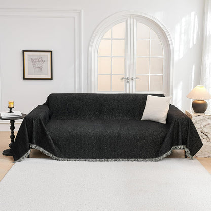MYSKY HOME Couch Cover for Dogs, Washable Couch Covers, Non Slip Sofa Cover, Couch Cover 2 Cushion Sofa Dogs Furniture Protector with Tassels, Chenille Sofa Slipcover for Pets, 71"x118", Dark Grey