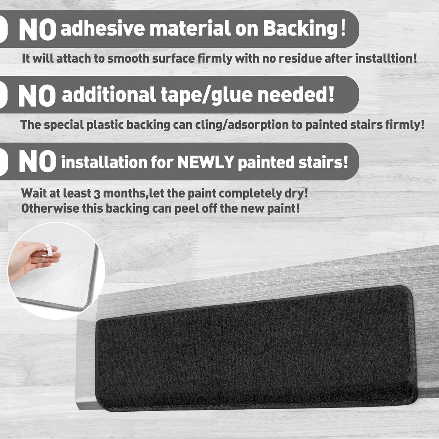 PURE ERA Bullnose Carpet Stair Treads Set Tape Free Non-Slip Indoor Stair Protectors Pet Friendly Rugs Covers Soft Skid Resistant Washable Reusable 9.5" x 30"(14 Pieces,Cream Gray)