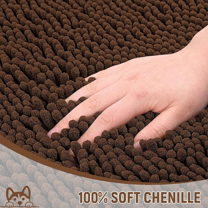 Absorbent Dog Door Mat for Muddy Paws, 60" x 24" Chenille Indoor Mats for Entryway, Trap Dirt Front Door Mat Indoor Entrance Washable Non Slip Soft