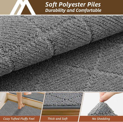 COSY HOMEER Edging Stair Treads Non-Slip Carpet Mat 28inX9in Indoor Stair Runners for Wooden Steps, Edging Stair Rugs for Kids and Dogs, 100% Polyester TPE Backing (7pc, Beige)
