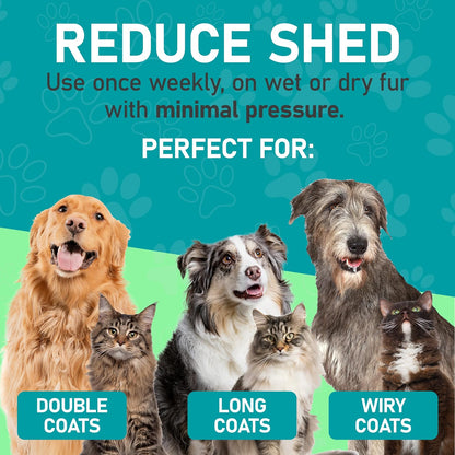 Maxpower Planet Dog Rake and Dog Hair Brush - Gently Removes Loose Undercoat, Mats and Tangled - Deshedding Grooming Tool for Dogs & Cats - Self Cleaning Slicker Brush - All Hair Types