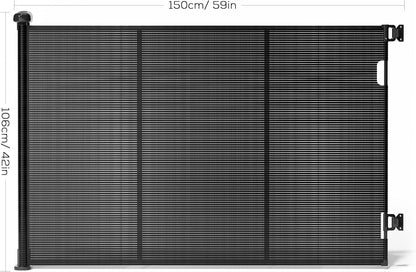 Retractable Baby Gate for Stairs, 42" Tall X 200" Wide Mesh Dog Gate Indoor, Child Gate for Doorways, Hallways, Deck, Indoor Outdoor Pet Baby Safety Essentials for Home, Black