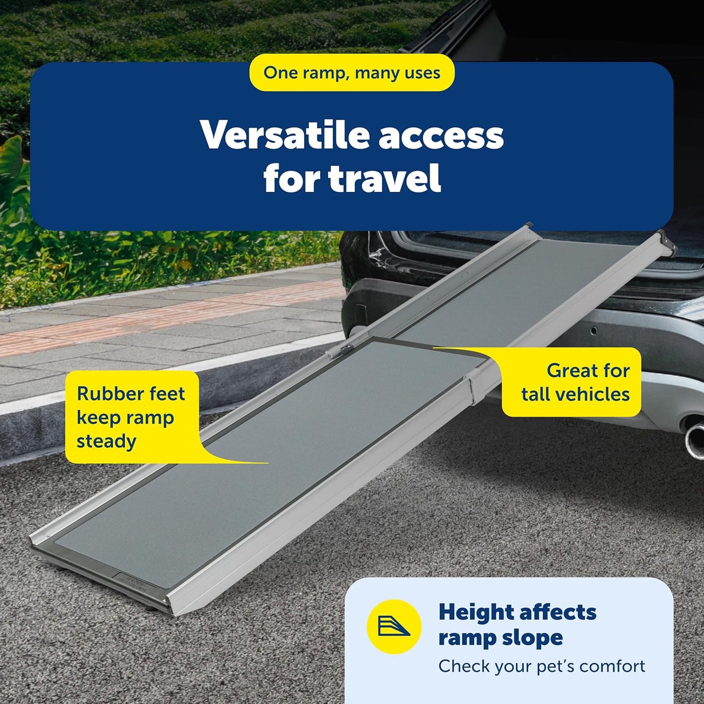 PetSafe Happy Ride Telescoping Dog Ramp, Portable Pet Ramp for Cars, Trucks & SUVs with Adjustable Sizing