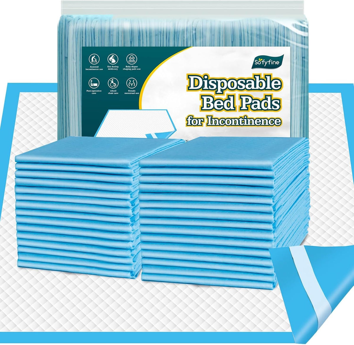 Bed Pads with Adhesive Strip 30"x36" Thicken Elderly Adults Incontinence Underpads Disposable,Heavy Duty Absorbent Chucks Waterproof,XL Extra Large Puppy Pee Training Pad[25 Pads]