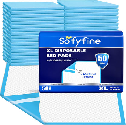 Bed Pads with Adhesive Strip 30"x36" Thicken Elderly Adults Incontinence Underpads Disposable,Heavy Duty Absorbent Chucks Waterproof,XL Extra Large Puppy Pee Training Pad[25 Pads]