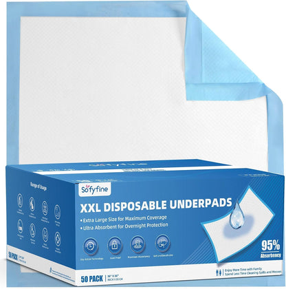 Bed Pads with Adhesive Strip 30"x36" Thicken Elderly Adults Incontinence Underpads Disposable,Heavy Duty Absorbent Chucks Waterproof,XL Extra Large Puppy Pee Training Pad[25 Pads]