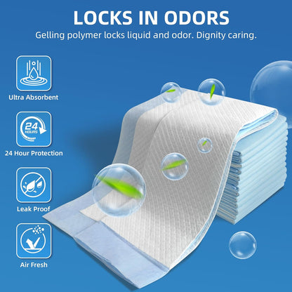 Bed Pads with Adhesive Strip 30"x36" Thicken Elderly Adults Incontinence Underpads Disposable,Heavy Duty Absorbent Chucks Waterproof,XL Extra Large Puppy Pee Training Pad[25 Pads]