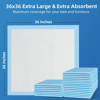 Bed Pads with Adhesive Strip 30"x36" Thicken Elderly Adults Incontinence Underpads Disposable,Heavy Duty Absorbent Chucks Waterproof,XL Extra Large Puppy Pee Training Pad[25 Pads]