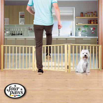 Expandable Dog Gate, Wood Gate for Dogs, 3-Panel 24-68" W x 17" H
