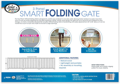 Expandable Dog Gate, Wood Gate for Dogs, 3-Panel 24-68" W x 17" H