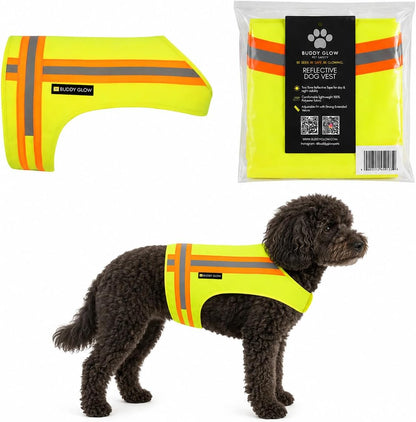 Reflective Dog Vest. High Visibility Yellow Safety Vest for Outdoors. Safeguard Your Dog with Easy to wear Adjustable and Breathable Reflective Gear (Large)