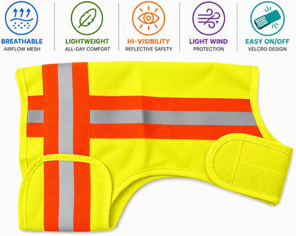 Reflective Dog Vest. High Visibility Yellow Safety Vest for Outdoors. Safeguard Your Dog with Easy to wear Adjustable and Breathable Reflective Gear (Large)
