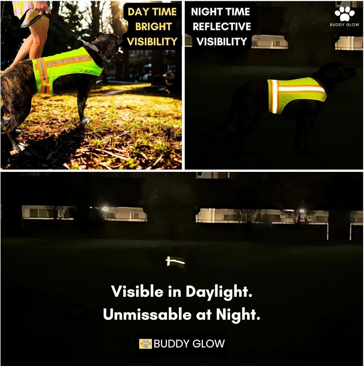Reflective Dog Vest. High Visibility Yellow Safety Vest for Outdoors. Safeguard Your Dog with Easy to wear Adjustable and Breathable Reflective Gear (Large)