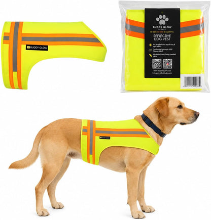 Reflective Dog Vest. High Visibility Yellow Safety Vest for Outdoors. Safeguard Your Dog with Easy to wear Adjustable and Breathable Reflective Gear (Large)