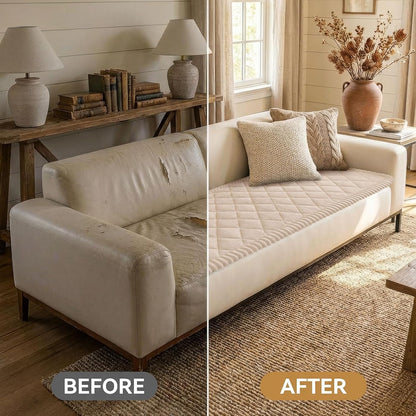 Non Slip Couch Cover for Dogs, Fuzzy Plush Pet Sofa Protector | Washable Furniture Cover for Large Dogs & Cats, Scratch & Dirt Resistant, For 2 Cushion Couch, Grey, 27.6"x59"