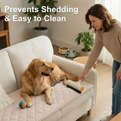 Non Slip Couch Cover for Dogs, Fuzzy Plush Pet Sofa Protector | Washable Furniture Cover for Large Dogs & Cats, Scratch & Dirt Resistant, For 2 Cushion Couch, Grey, 27.6"x59"