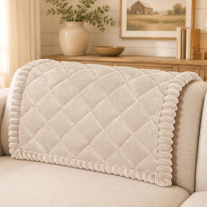 Non Slip Couch Cover for Dogs, Fuzzy Plush Pet Sofa Protector | Washable Furniture Cover for Large Dogs & Cats, Scratch & Dirt Resistant, For 2 Cushion Couch, Grey, 27.6"x59"