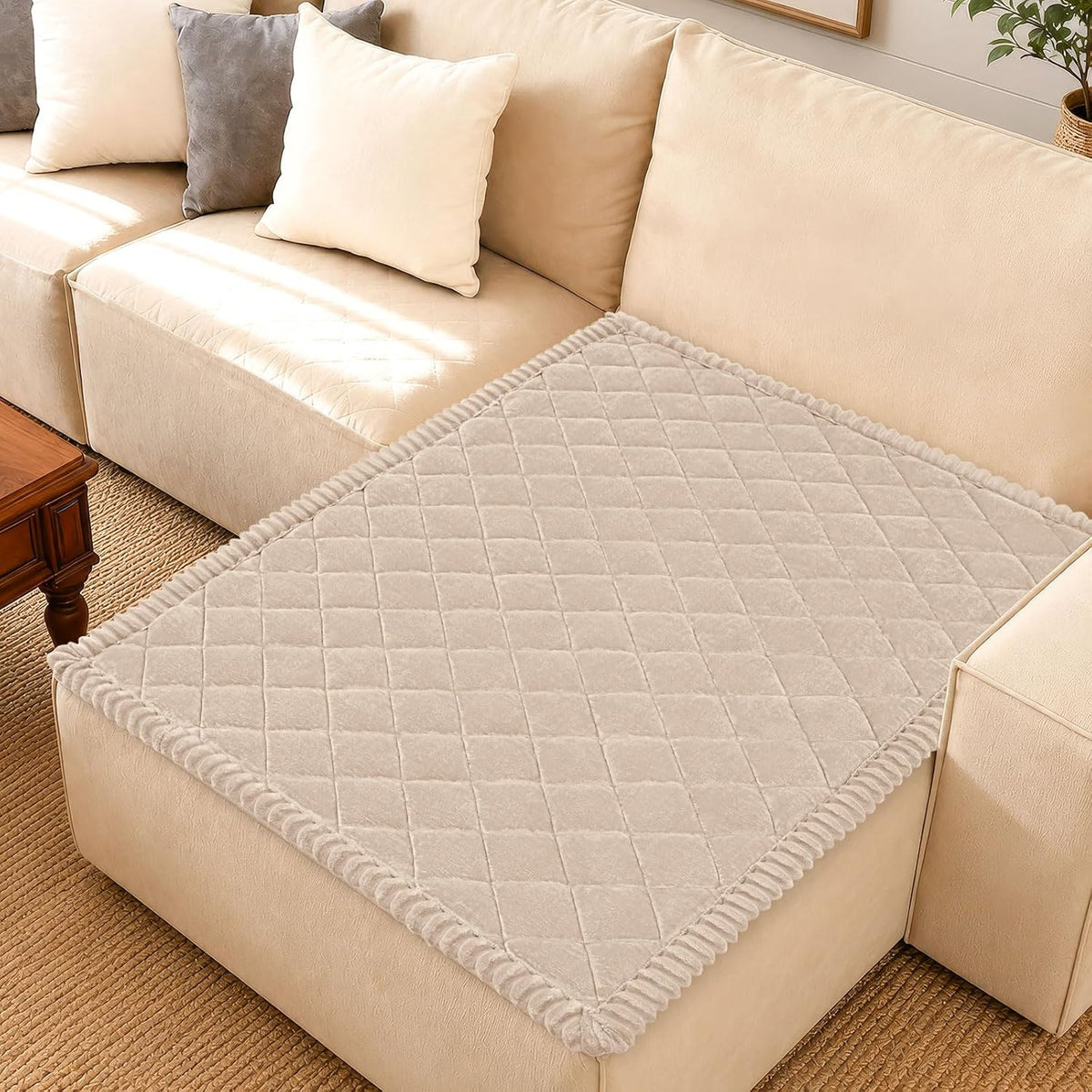 Non Slip Couch Cover for Dogs, Fuzzy Plush Pet Sofa Protector | Washable Furniture Cover for Large Dogs & Cats, Scratch & Dirt Resistant, For 2 Cushion Couch, Grey, 27.6"x59"