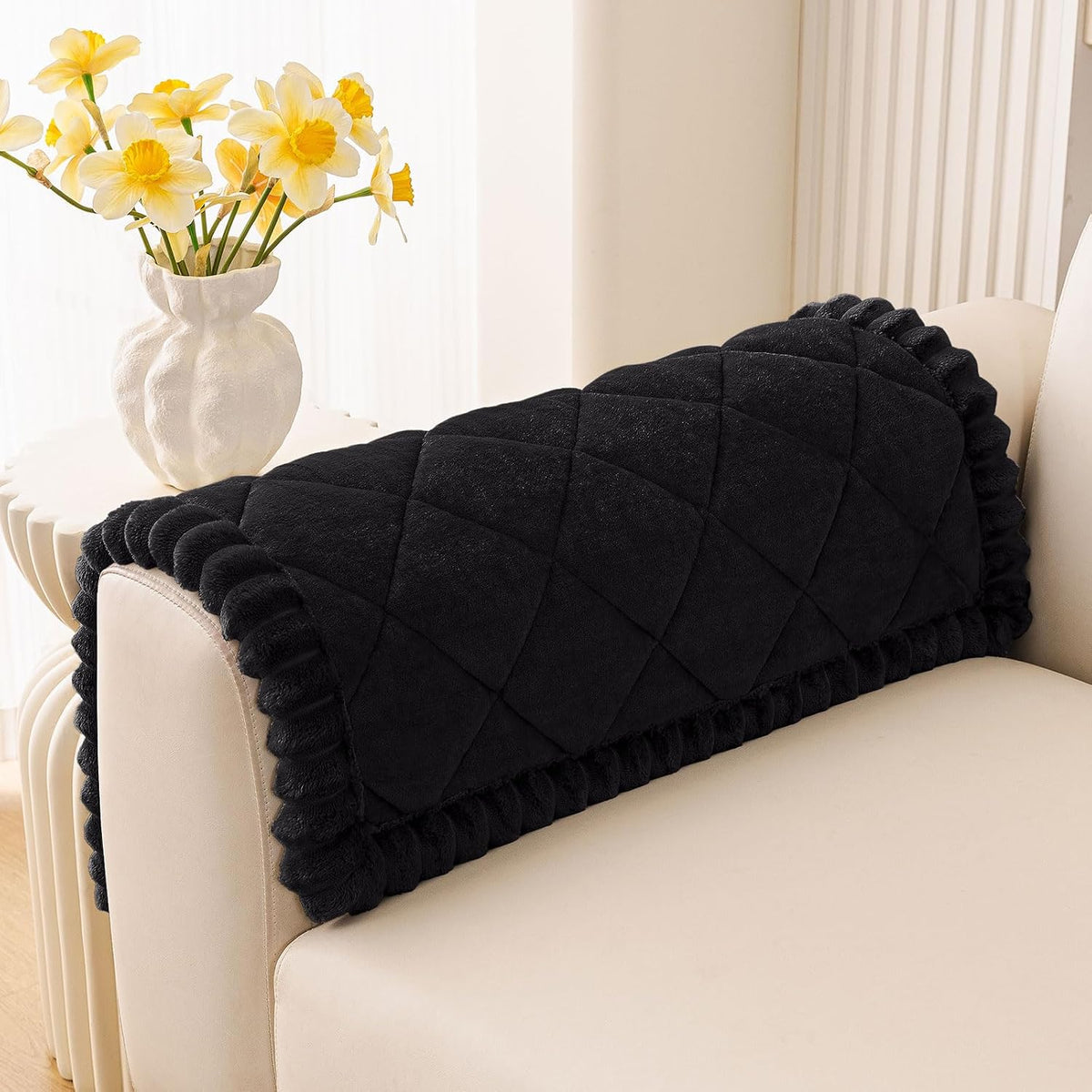 Non Slip Couch Cover for Dogs, Fuzzy Plush Pet Sofa Protector | Washable Furniture Cover for Large Dogs & Cats, Scratch & Dirt Resistant, For 2 Cushion Couch, Grey, 27.6"x59"