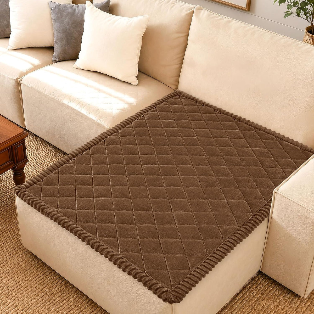 Non Slip Couch Cover for Dogs, Fuzzy Plush Pet Sofa Protector | Washable Furniture Cover for Large Dogs & Cats, Scratch & Dirt Resistant, For 2 Cushion Couch, Grey, 27.6"x59"