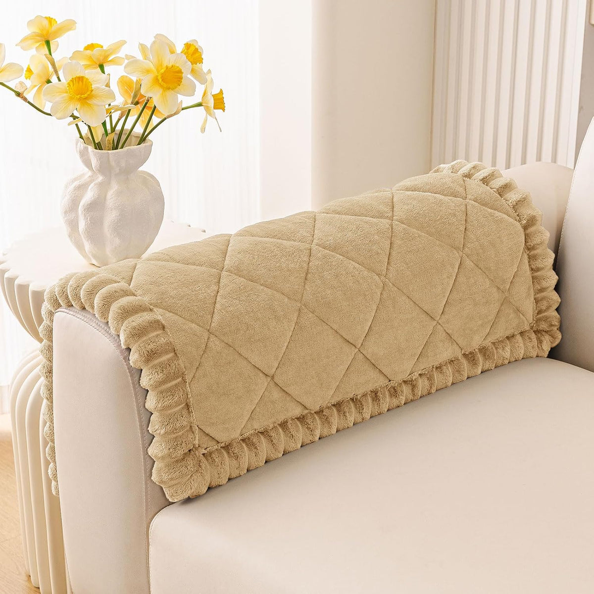 Non Slip Couch Cover for Dogs, Fuzzy Plush Pet Sofa Protector | Washable Furniture Cover for Large Dogs & Cats, Scratch & Dirt Resistant, For 2 Cushion Couch, Grey, 27.6"x59"
