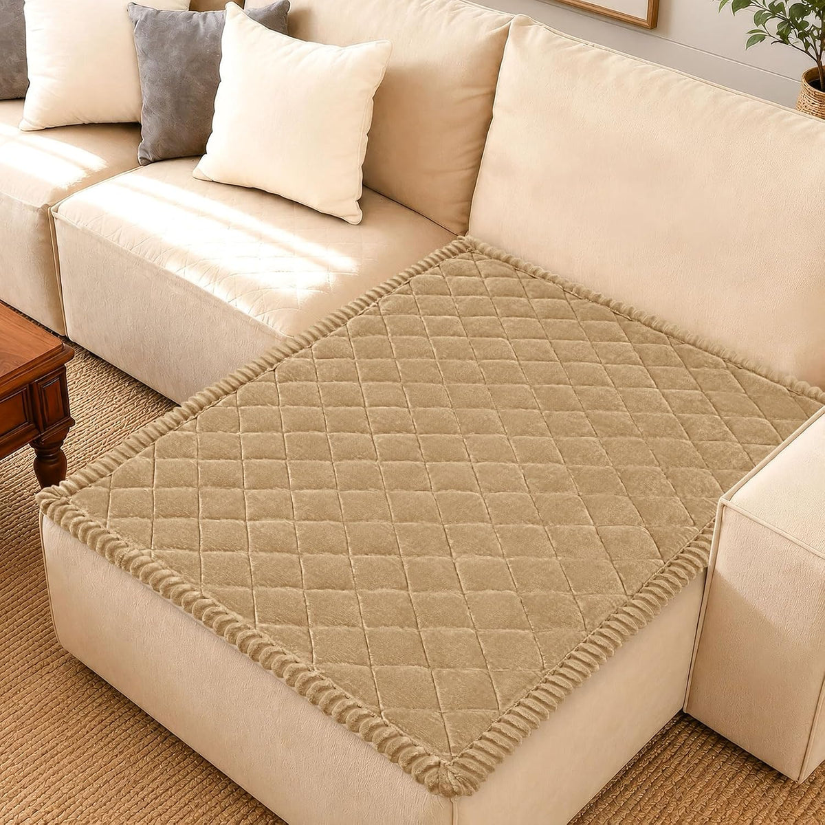 Non Slip Couch Cover for Dogs, Fuzzy Plush Pet Sofa Protector | Washable Furniture Cover for Large Dogs & Cats, Scratch & Dirt Resistant, For 2 Cushion Couch, Grey, 27.6"x59"