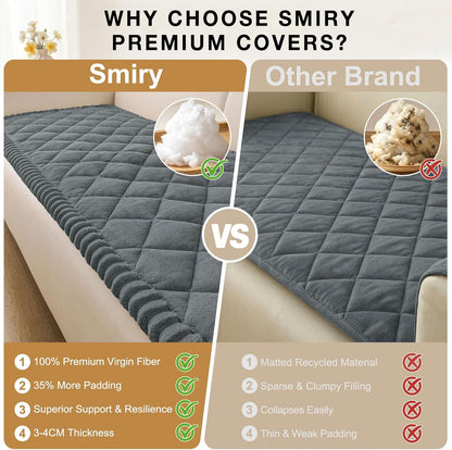 Non Slip Couch Cover for Dogs, Fuzzy Plush Pet Sofa Protector | Washable Furniture Cover for Large Dogs & Cats, Scratch & Dirt Resistant, For 2 Cushion Couch, Grey, 27.6"x59"