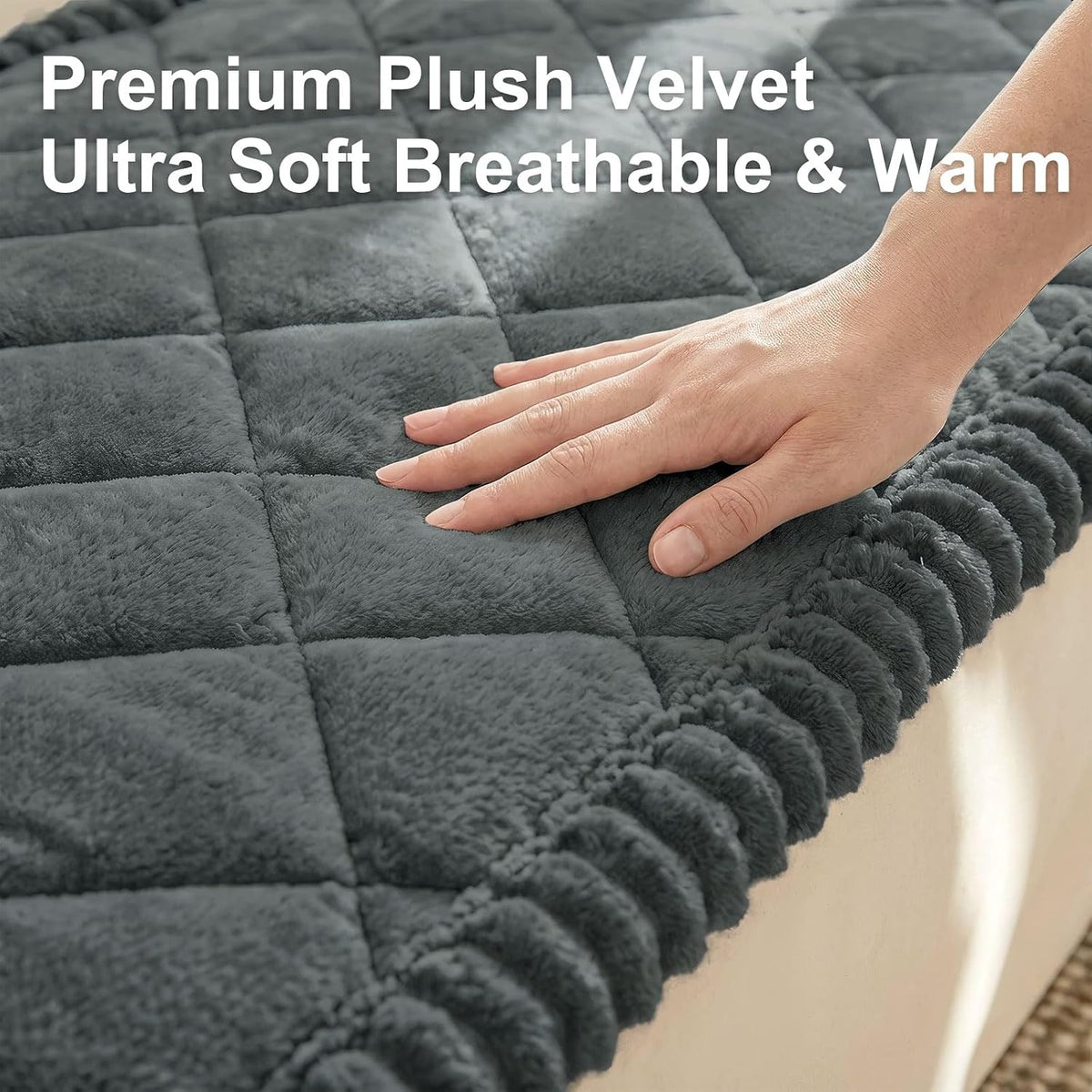 Non Slip Couch Cover for Dogs, Fuzzy Plush Pet Sofa Protector | Washable Furniture Cover for Large Dogs & Cats, Scratch & Dirt Resistant, For 2 Cushion Couch, Grey, 27.6"x59"