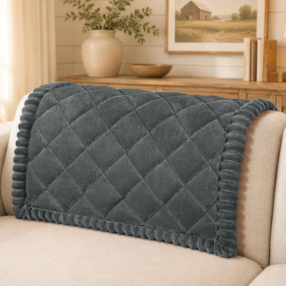 Non Slip Couch Cover for Dogs, Fuzzy Plush Pet Sofa Protector | Washable Furniture Cover for Large Dogs & Cats, Scratch & Dirt Resistant, For 2 Cushion Couch, Grey, 27.6"x59"