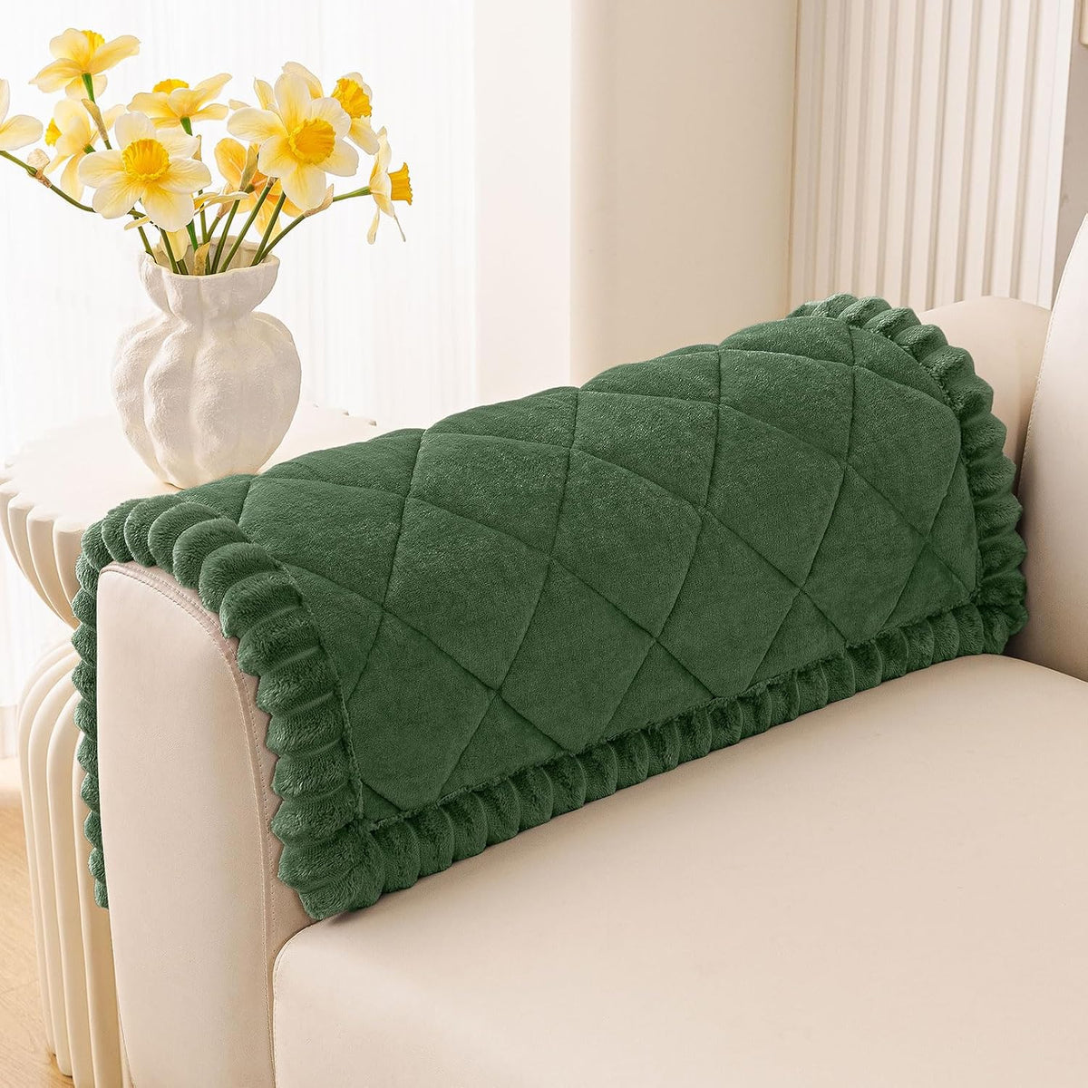 Non Slip Couch Cover for Dogs, Fuzzy Plush Pet Sofa Protector | Washable Furniture Cover for Large Dogs & Cats, Scratch & Dirt Resistant, For 2 Cushion Couch, Grey, 27.6"x59"