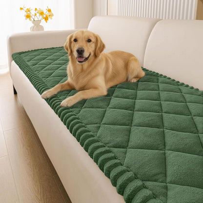 Non Slip Couch Cover for Dogs, Fuzzy Plush Pet Sofa Protector | Washable Furniture Cover for Large Dogs & Cats, Scratch & Dirt Resistant, For 2 Cushion Couch, Grey, 27.6"x59"