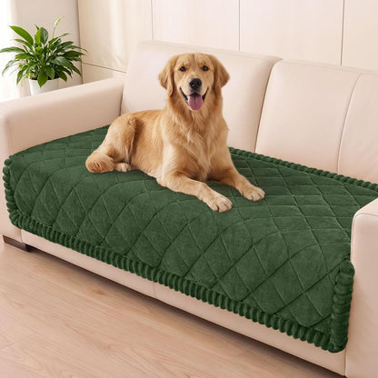 Non Slip Couch Cover for Dogs, Fuzzy Plush Pet Sofa Protector | Washable Furniture Cover for Large Dogs & Cats, Scratch & Dirt Resistant, For 2 Cushion Couch, Grey, 27.6"x59"
