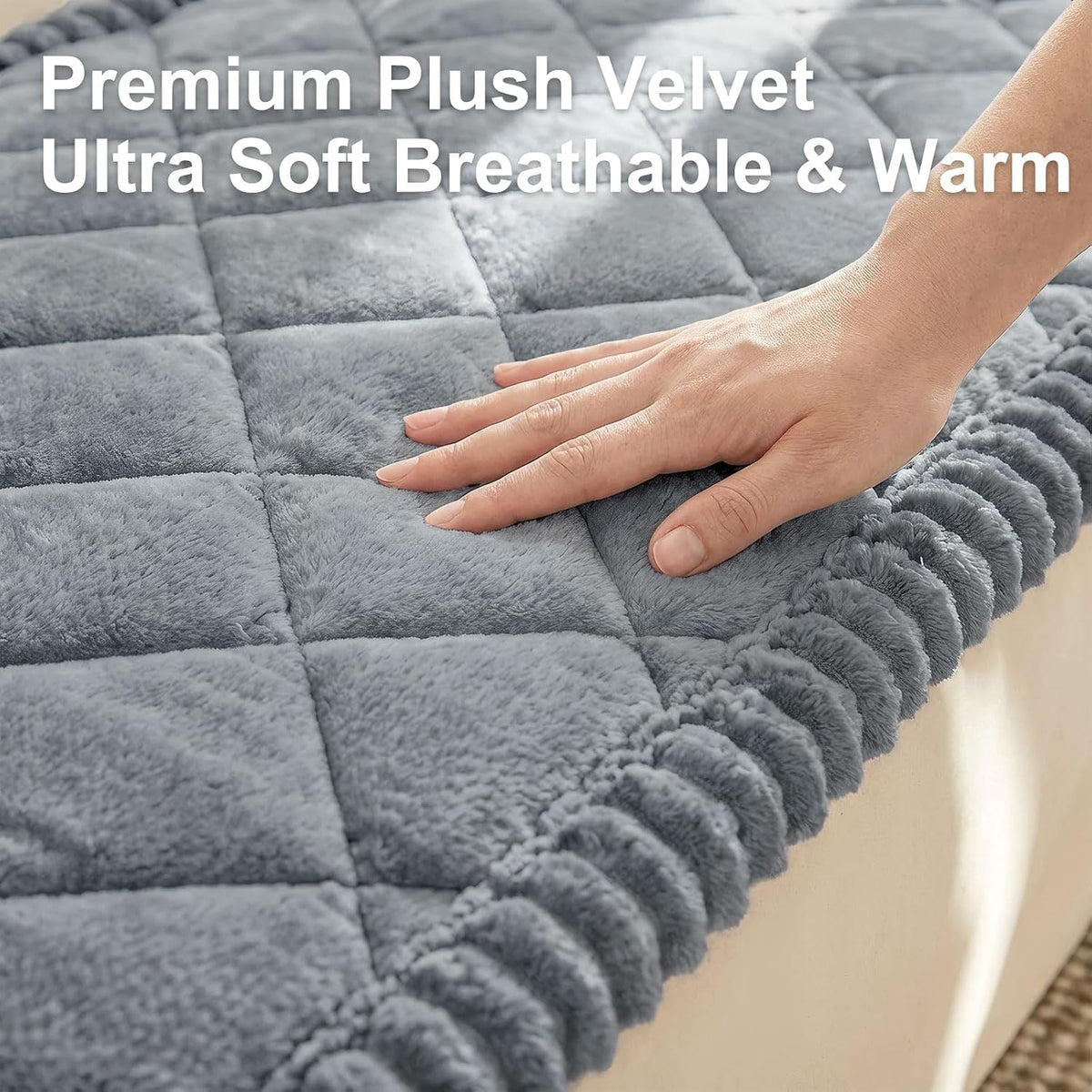 Non Slip Couch Cover for Dogs, Fuzzy Plush Pet Sofa Protector | Washable Furniture Cover for Large Dogs & Cats, Scratch & Dirt Resistant, For 2 Cushion Couch, Grey, 27.6"x59"