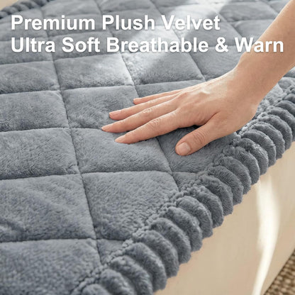 Non Slip Couch Cover for Dogs, Fuzzy Plush Pet Sofa Protector | Washable Furniture Cover for Large Dogs & Cats, Scratch & Dirt Resistant, For 2 Cushion Couch, Grey, 27.6"x59"