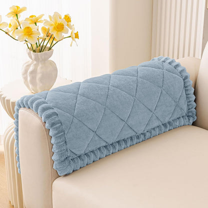 Non Slip Couch Cover for Dogs, Fuzzy Plush Pet Sofa Protector | Washable Furniture Cover for Large Dogs & Cats, Scratch & Dirt Resistant, For 2 Cushion Couch, Grey, 27.6"x59"