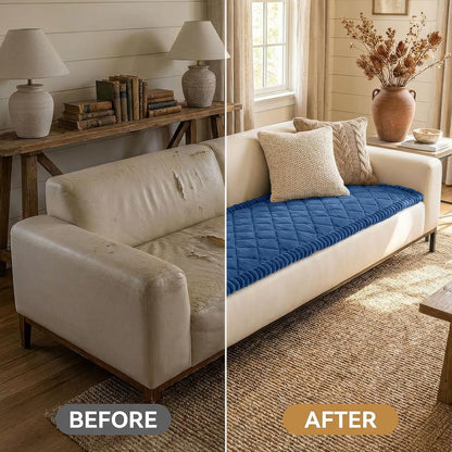 Non Slip Couch Cover for Dogs, Fuzzy Plush Pet Sofa Protector | Washable Furniture Cover for Large Dogs & Cats, Scratch & Dirt Resistant, For 2 Cushion Couch, Grey, 27.6"x59"