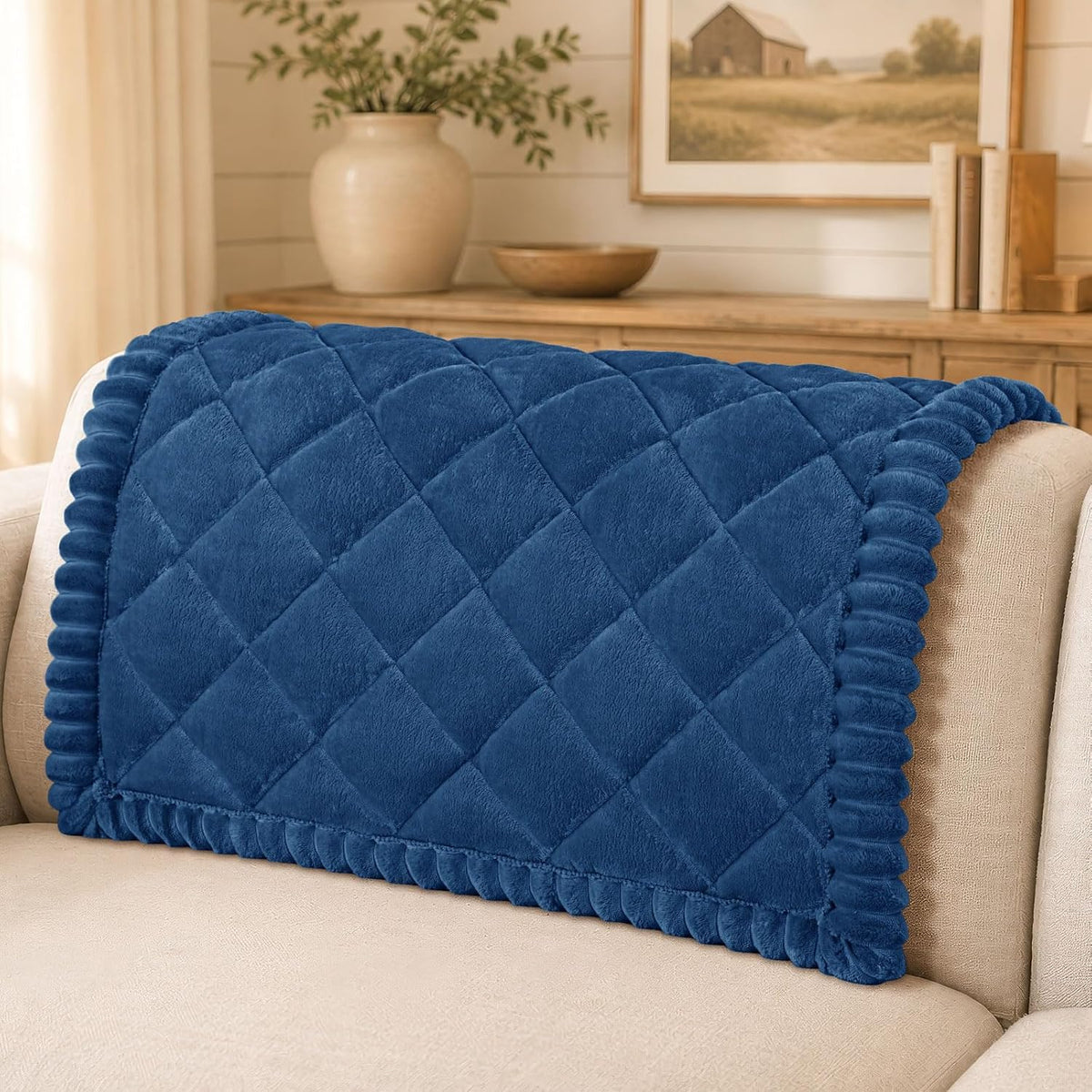 Non Slip Couch Cover for Dogs, Fuzzy Plush Pet Sofa Protector | Washable Furniture Cover for Large Dogs & Cats, Scratch & Dirt Resistant, For 2 Cushion Couch, Grey, 27.6"x59"