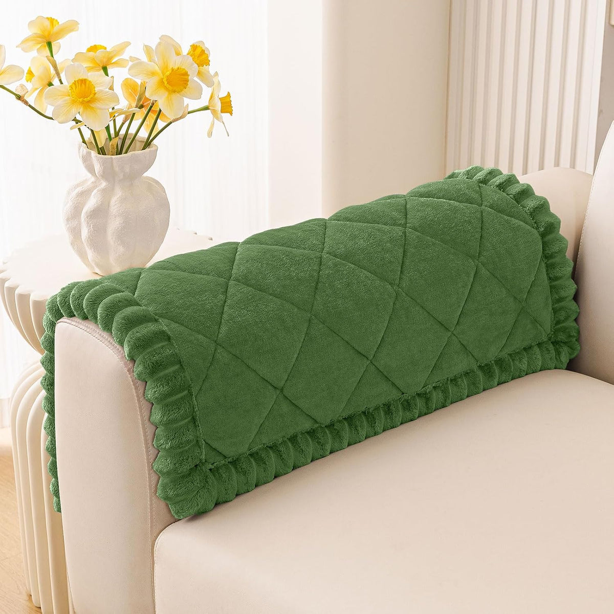 Non Slip Couch Cover for Dogs, Fuzzy Plush Pet Sofa Protector | Washable Furniture Cover for Large Dogs & Cats, Scratch & Dirt Resistant, For 2 Cushion Couch, Grey, 27.6"x59"