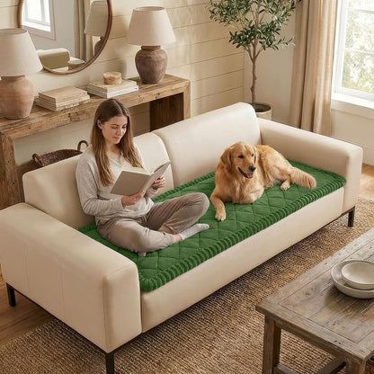 Non Slip Couch Cover for Dogs, Fuzzy Plush Pet Sofa Protector | Washable Furniture Cover for Large Dogs & Cats, Scratch & Dirt Resistant, For 2 Cushion Couch, Grey, 27.6"x59"