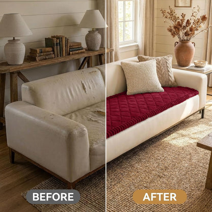 Non Slip Couch Cover for Dogs, Fuzzy Plush Pet Sofa Protector | Washable Furniture Cover for Large Dogs & Cats, Scratch & Dirt Resistant, For 2 Cushion Couch, Grey, 27.6"x59"