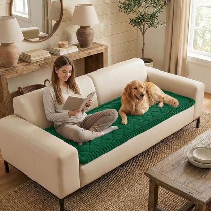 Non Slip Couch Cover for Dogs, Fuzzy Plush Pet Sofa Protector | Washable Furniture Cover for Large Dogs & Cats, Scratch & Dirt Resistant, For 2 Cushion Couch, Grey, 27.6"x59"