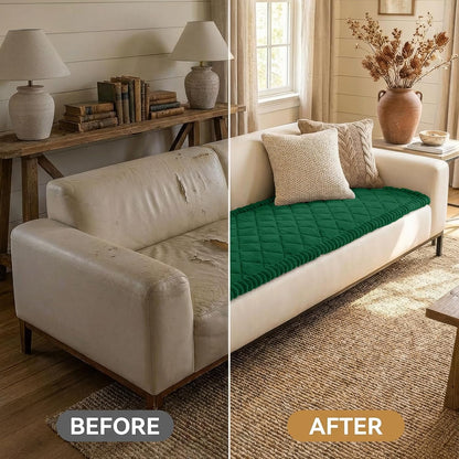 Non Slip Couch Cover for Dogs, Fuzzy Plush Pet Sofa Protector | Washable Furniture Cover for Large Dogs & Cats, Scratch & Dirt Resistant, For 2 Cushion Couch, Grey, 27.6"x59"