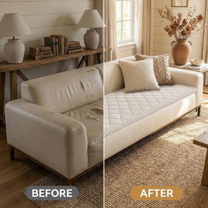 Non Slip Couch Cover for Dogs, Fuzzy Plush Pet Sofa Protector | Washable Furniture Cover for Large Dogs & Cats, Scratch & Dirt Resistant, For 2 Cushion Couch, Grey, 27.6"x59"