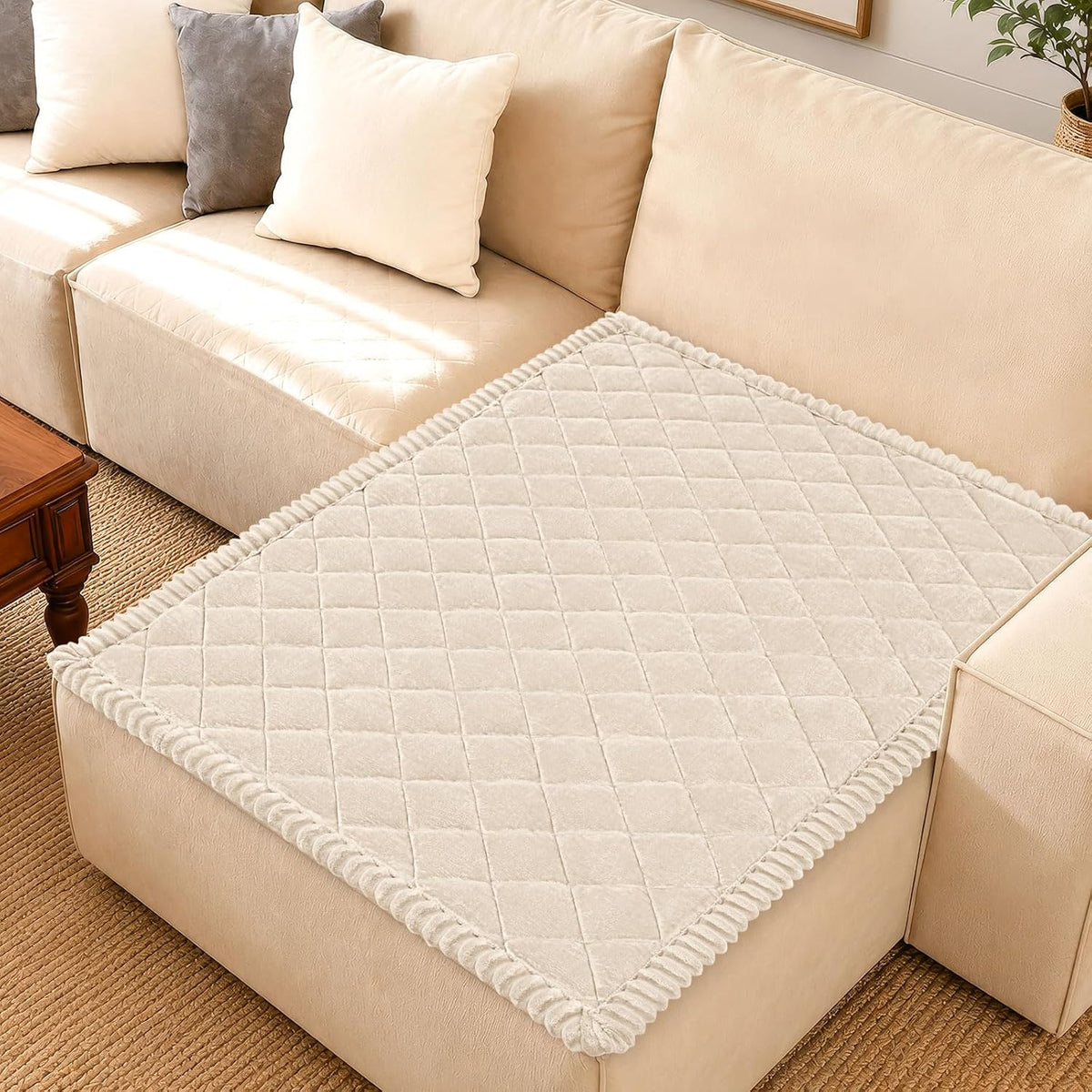 Non Slip Couch Cover for Dogs, Fuzzy Plush Pet Sofa Protector | Washable Furniture Cover for Large Dogs & Cats, Scratch & Dirt Resistant, For 2 Cushion Couch, Grey, 27.6"x59"