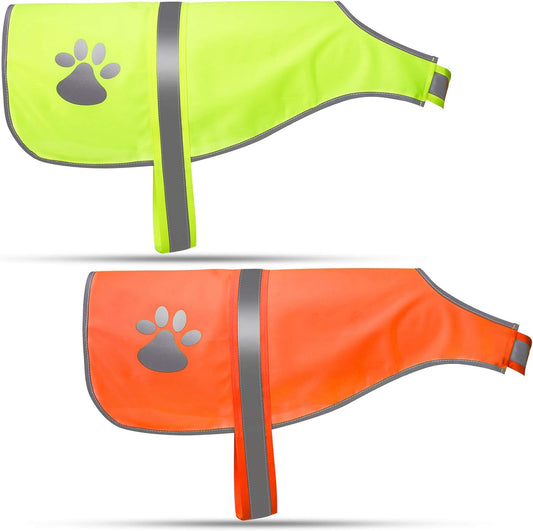 2 Pcs Reflective Dog Vest Adjustable Safety Vest,M,Orange, Yellow
