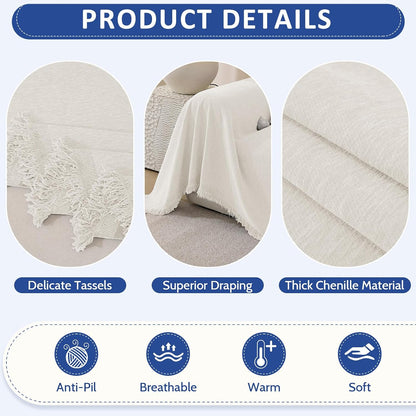 Chenille Couch Cover for Dogs Washable Boho Throw Blanket Washable